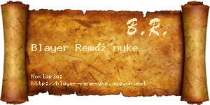 Blayer Reményke névjegykártya